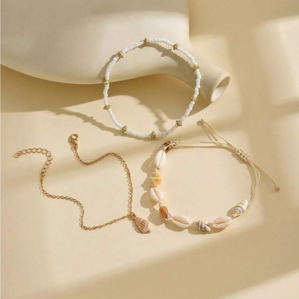 Shell and Bead Anklet Set - Picture 3 of 7